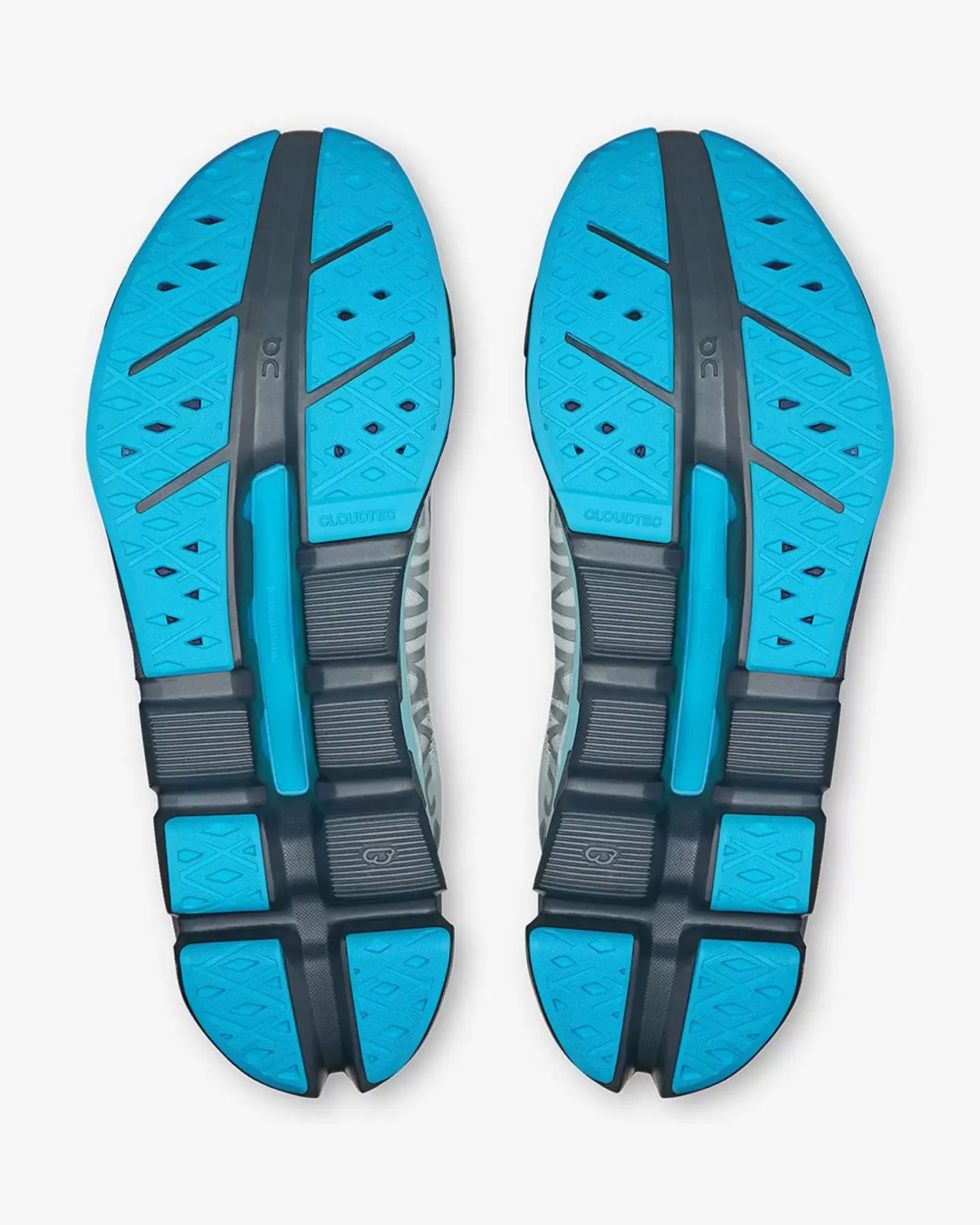 Solado de sapatilhas desportivas azul e preto com padrão antiderrapante