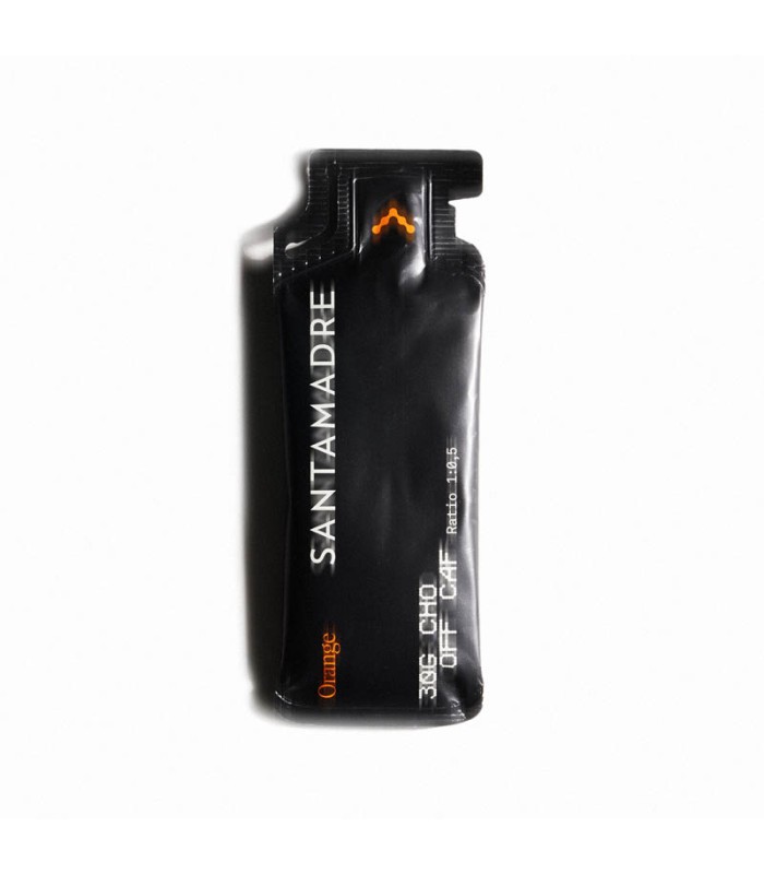 Pacote pequeno preto de cápsula de café com texto branco e laranja