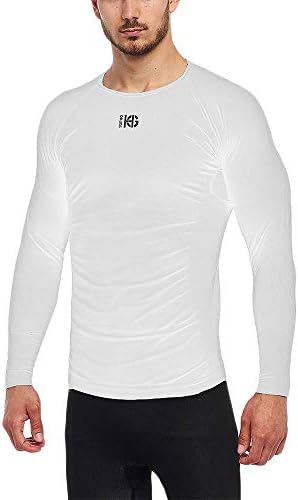 Camisola desportiva branca de manga comprida com texto K5D.