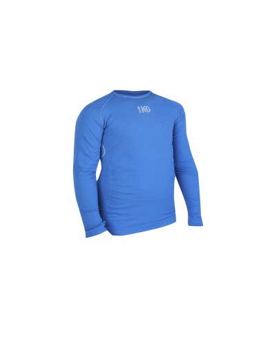 Camisola térmica azul de manga comprida e gola redonda com logo H6