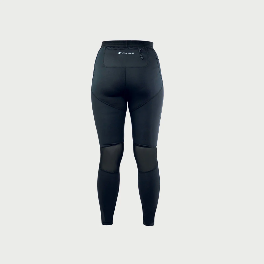 Leggings desportivas pretas com logo RAIDLIGHT e bolso traseiro