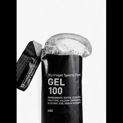 Pacote preto de gel energético Hydrogel Sports Fuel GEL 100 aberto