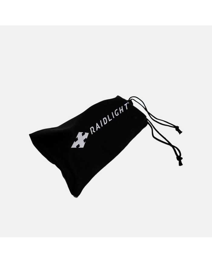 Saco de tecido preto com cordão e logotipo RAIDLIGHT