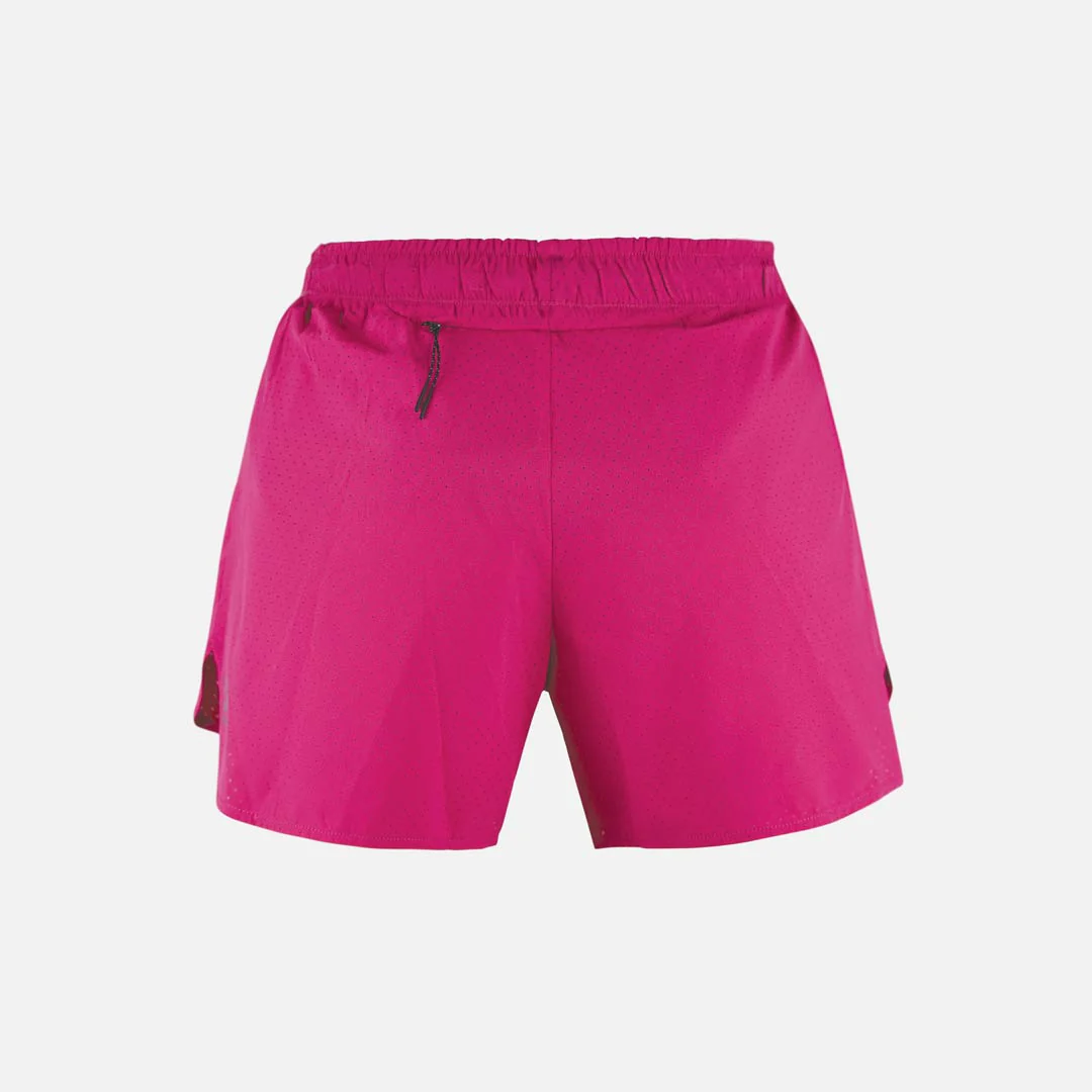 Calções desportivos rosa com cintura elástica e cordão preto