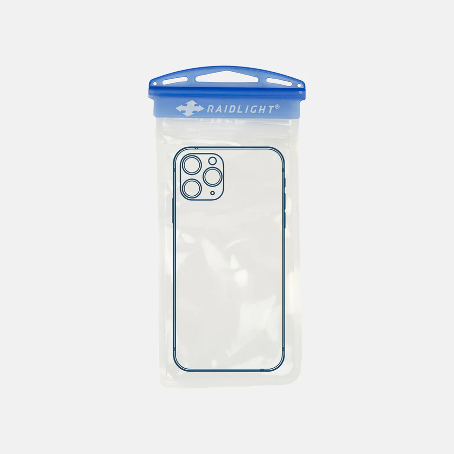 Estojo impermeável transparente com selo azul para telemóvel