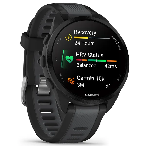Relógio inteligente Garmin preto com mostrador redondo a cores