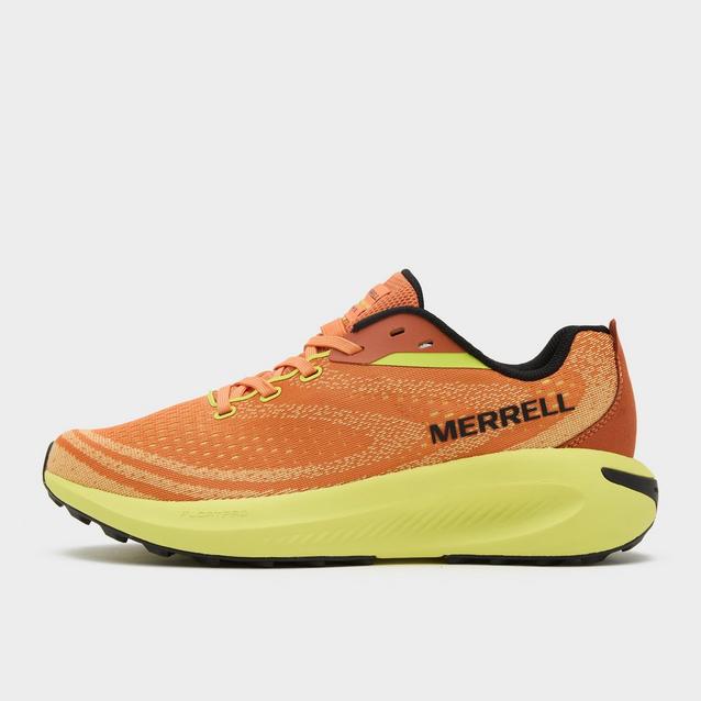 Ténis desportivos Merrell laranja com sola amarela