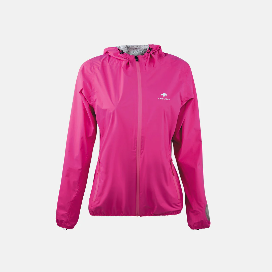 Casaco impermeável feminino rosa com capuz e fecho frontal