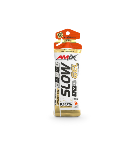 Gel de energia Amix Slow Gel sabor manga em embalagem flexível
