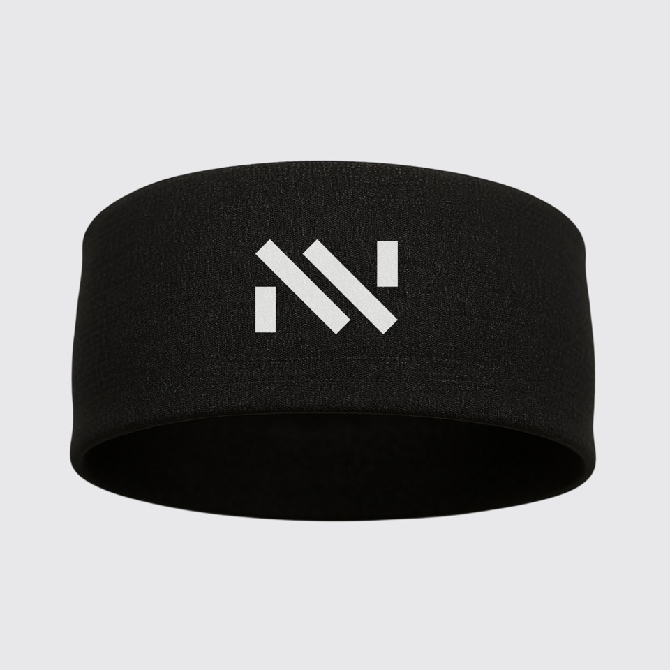 Faixa preta elástica com logotipo branco