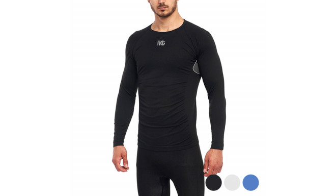 Camisola térmica masculina preta de manga comprida com logotipo LRG no peito.