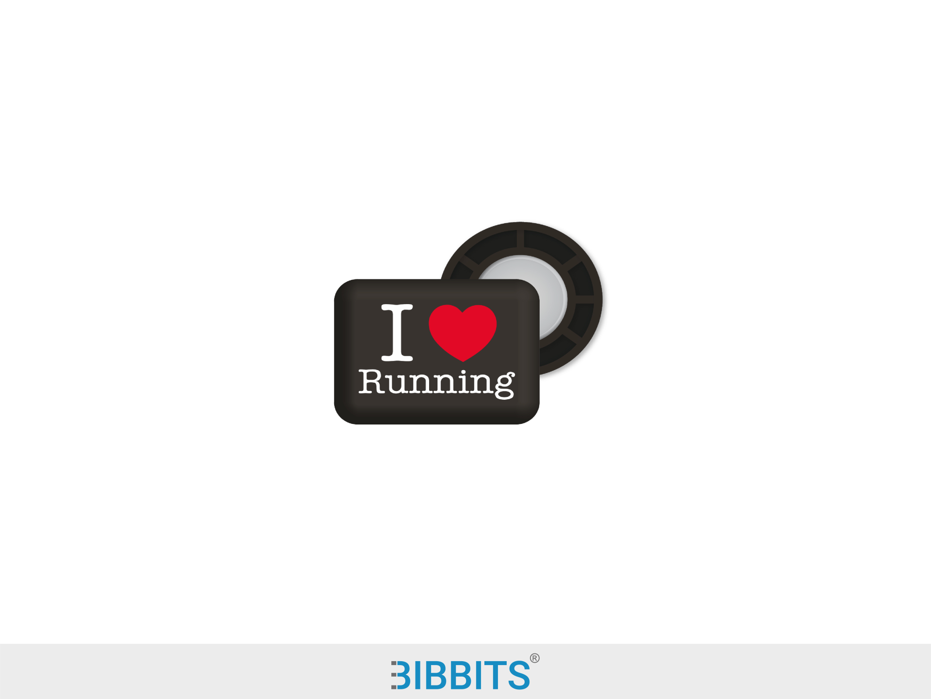Chaveiro preto com I ♥ Running branco e vermelho