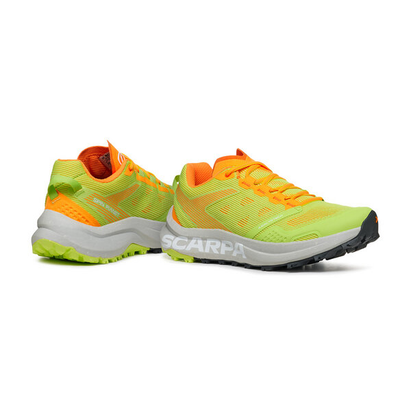 Sapatilhas de corrida Scarpa verde fluorescente e laranja