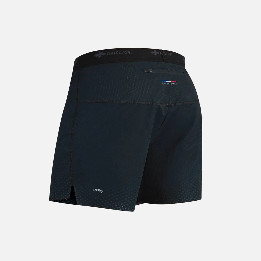 Calções desportivos azul escuro com cintura preta e bolso traseiro