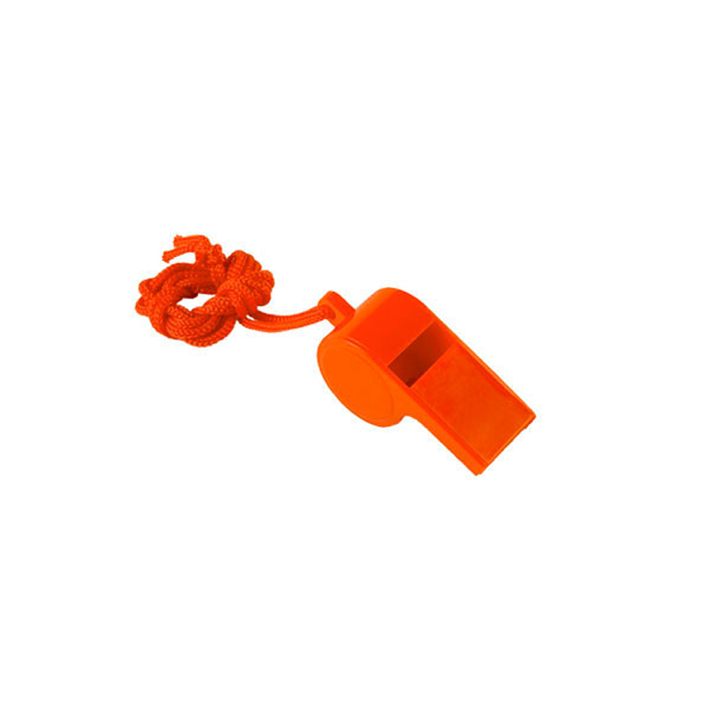Apito de plástico laranja com cordão