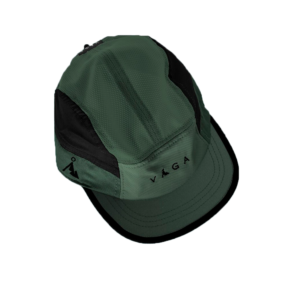 boné desportivo verde e preto com texto VAGA e logotipo