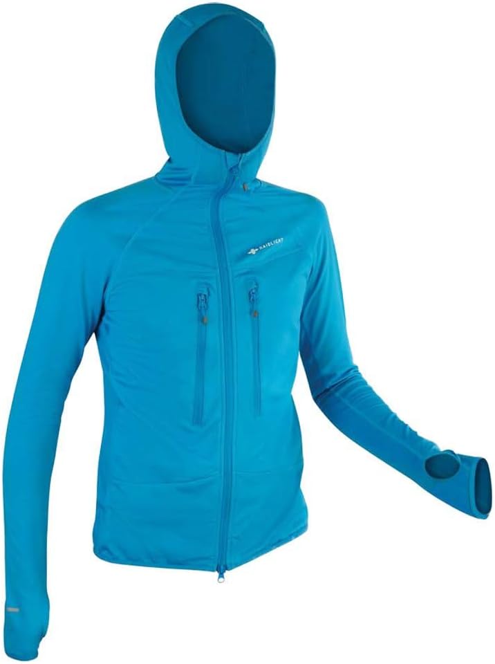 Casaco azul com capuz e bolsos frontais