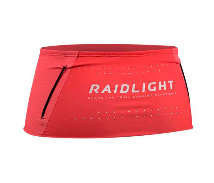 Cinto desportivo vermelho para corrida com texto e bolsos laterais