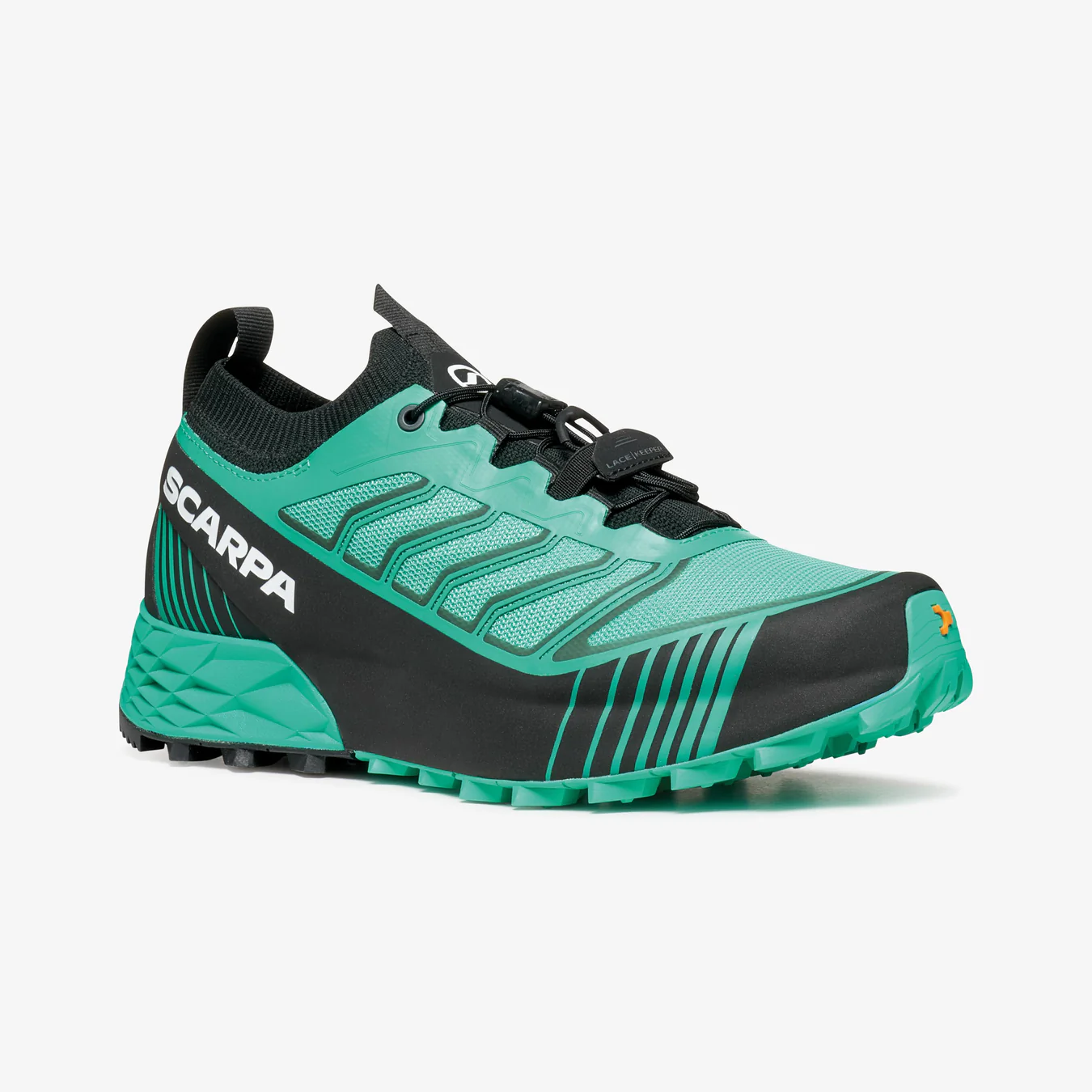 Sapatilha de corrida verde e preta com fecho rápido LACEKEEPER