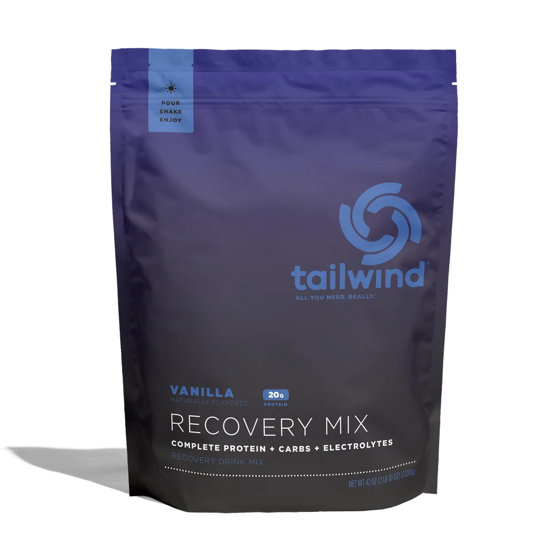 Saco azul com mistura para recuperação Tailwind sabor baunilha