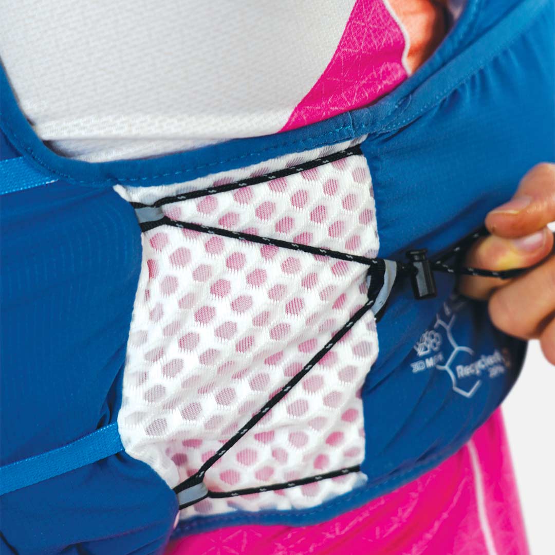 Colet azul com rede interior e cordão elástico ajustável