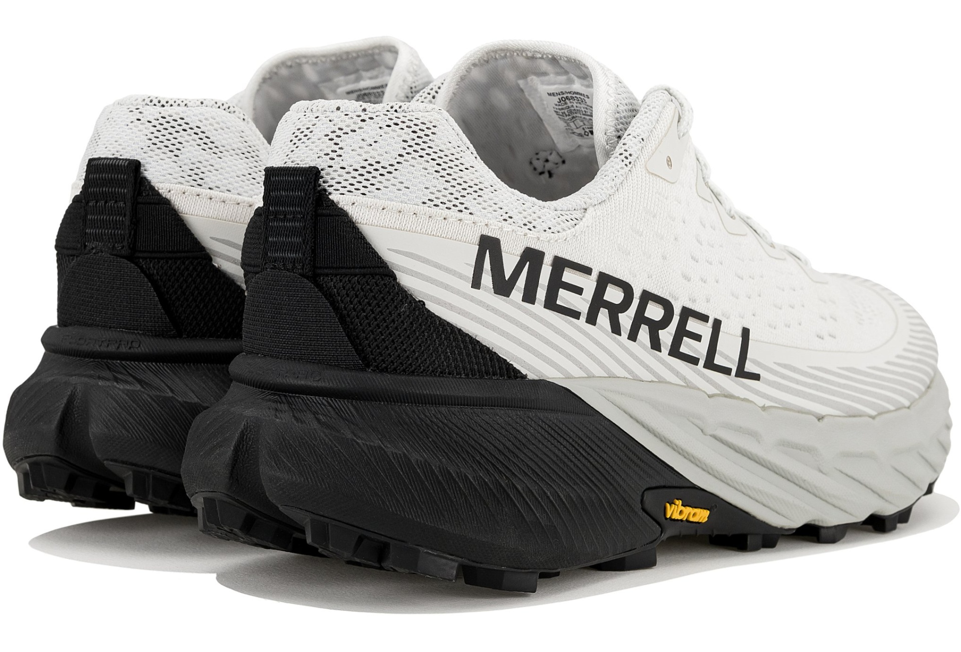 Sapatilhas desportivas Merrell brancas com sola preta Vibram e logo na lateral