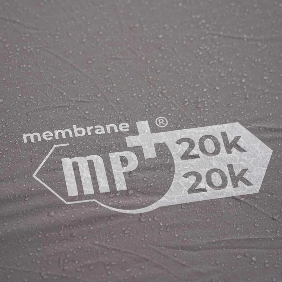 tecido cinza escuro com gotas de água e texto membrane mp+ 20k 20k