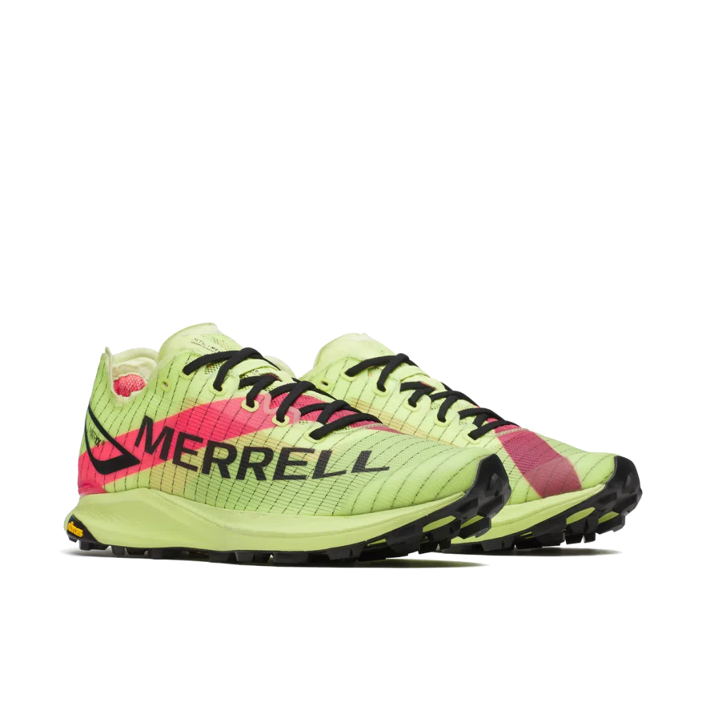 Sapatilhas de corrida amarelas e vermelhas Merrell