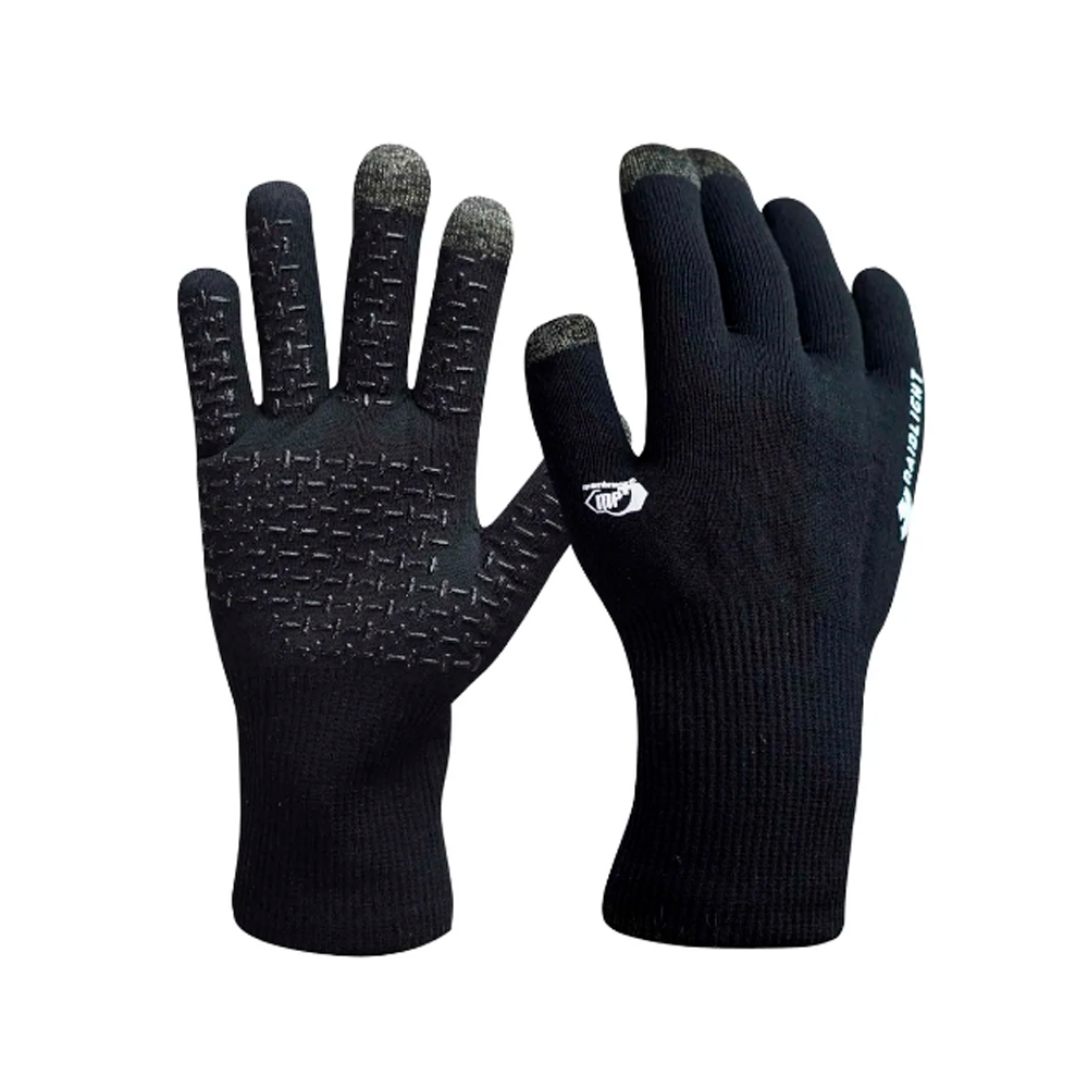 Par de luvas pretas com textura antiderrapante e pontas dos dedos cinza
