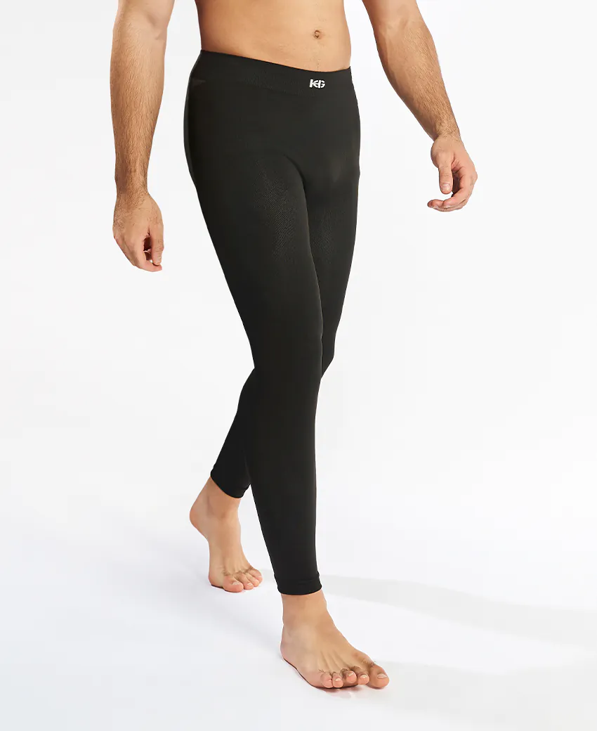 Leggings térmicas pretas de homem com logótipo branco na cintura