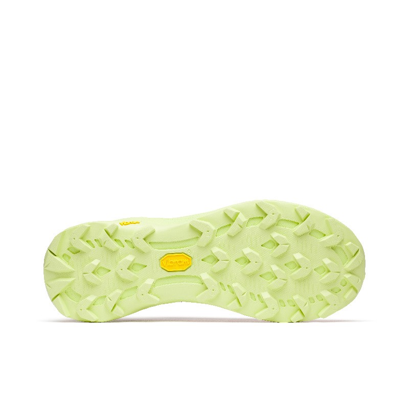 Sola de sapato verde claro com logótipo Vibram amarelo