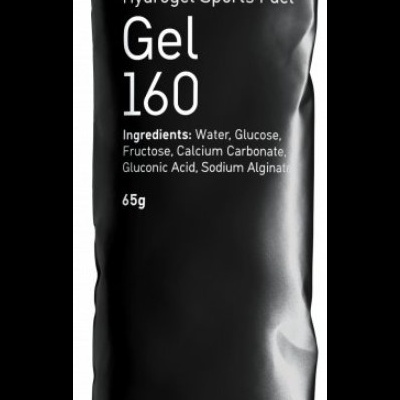 Embalagem preta de gel energético desportivo MAURTEN Gel 160 com texto branco