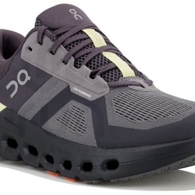 Ténis desportivos On Running cinza preto e bege com sola almofadada