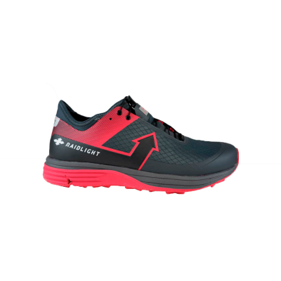 Ténis desportivo Raidlight azul escuro com detalhes vermelhos e sola vermelha