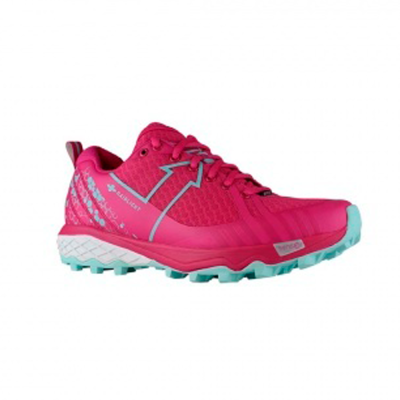 Ténis desportivos femininos rosa com detalhes cinza e sola azul claro e branca