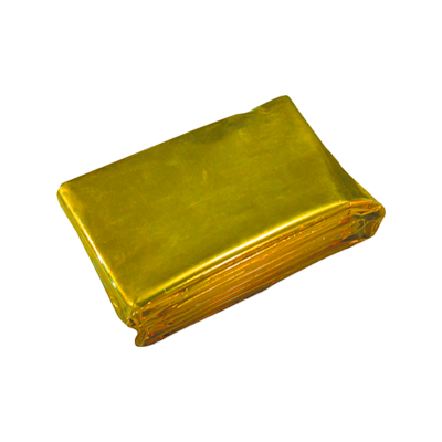 Barra retangular envolta em papel dourado brilhante