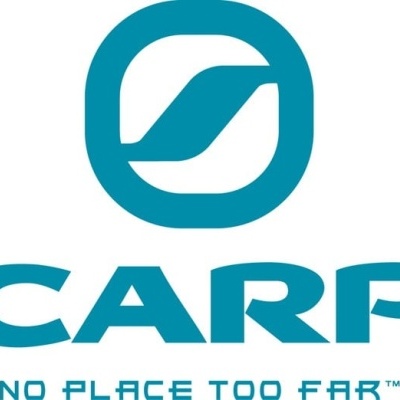 Logótipo da marca SCARPA em azul com texto NO PLACE TOO FAR™