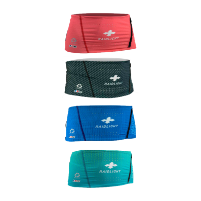 Cintos ou sacos RaidLight sport reutilizáveis em vermelho, verde-escuro, azul e turquesa