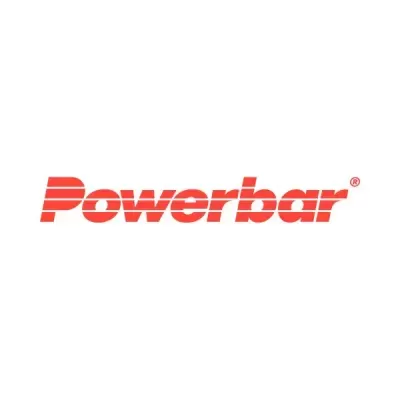 Logótipo Powerbar em vermelho com riscas horizontais sobre fundo branco