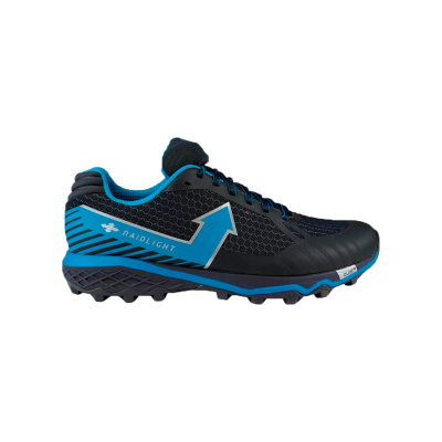 Ténis desportivos RaidLight preto e azul com padrão de malha e sola aderente