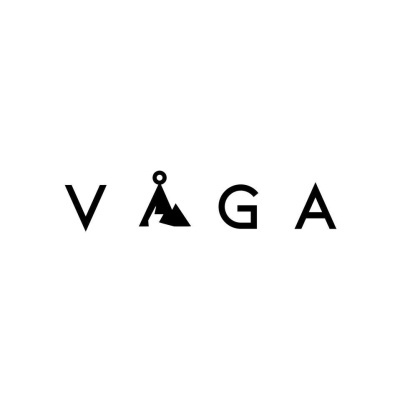 Logotipo da marca VAGA com design minimalista e montanha estilizada