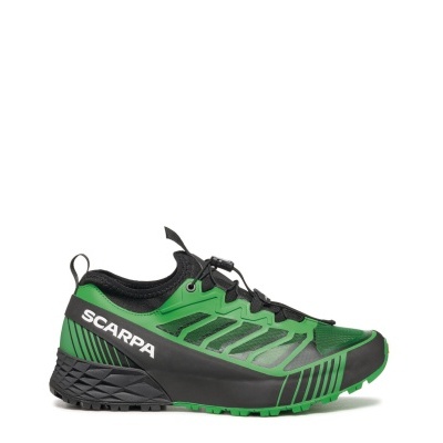 Ténis desportivos Scarpa verdes e pretos com sola preta e verde