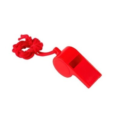 Apito vermelho com cordão vermelho trançado