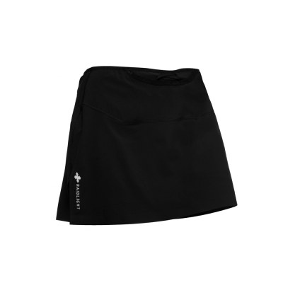 Saia preta simples com marca BADILIGHT na perna