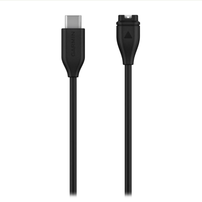 Cabo preto com conector USB-C e conector proprietário Garmin