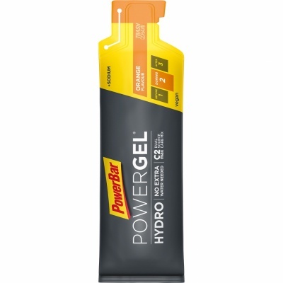 Pacote de gel energético PowerBar PowerGel Hydro sabor laranja