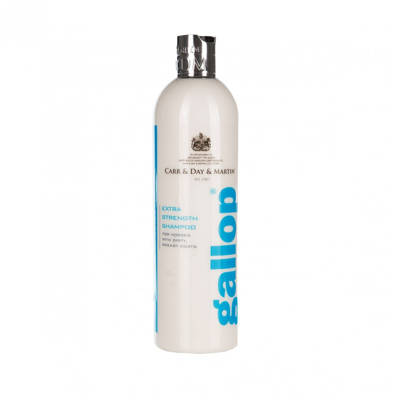 Frasco branco com shampoo extra forte para cavalos Carr & Day & Martin
