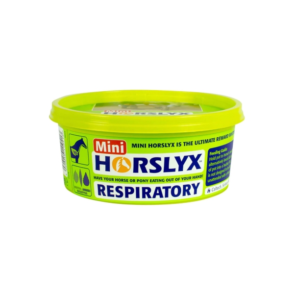 Embalagem redonda verde fluorescente Mini Horslyx Respiratory para cavalos ou pónis
