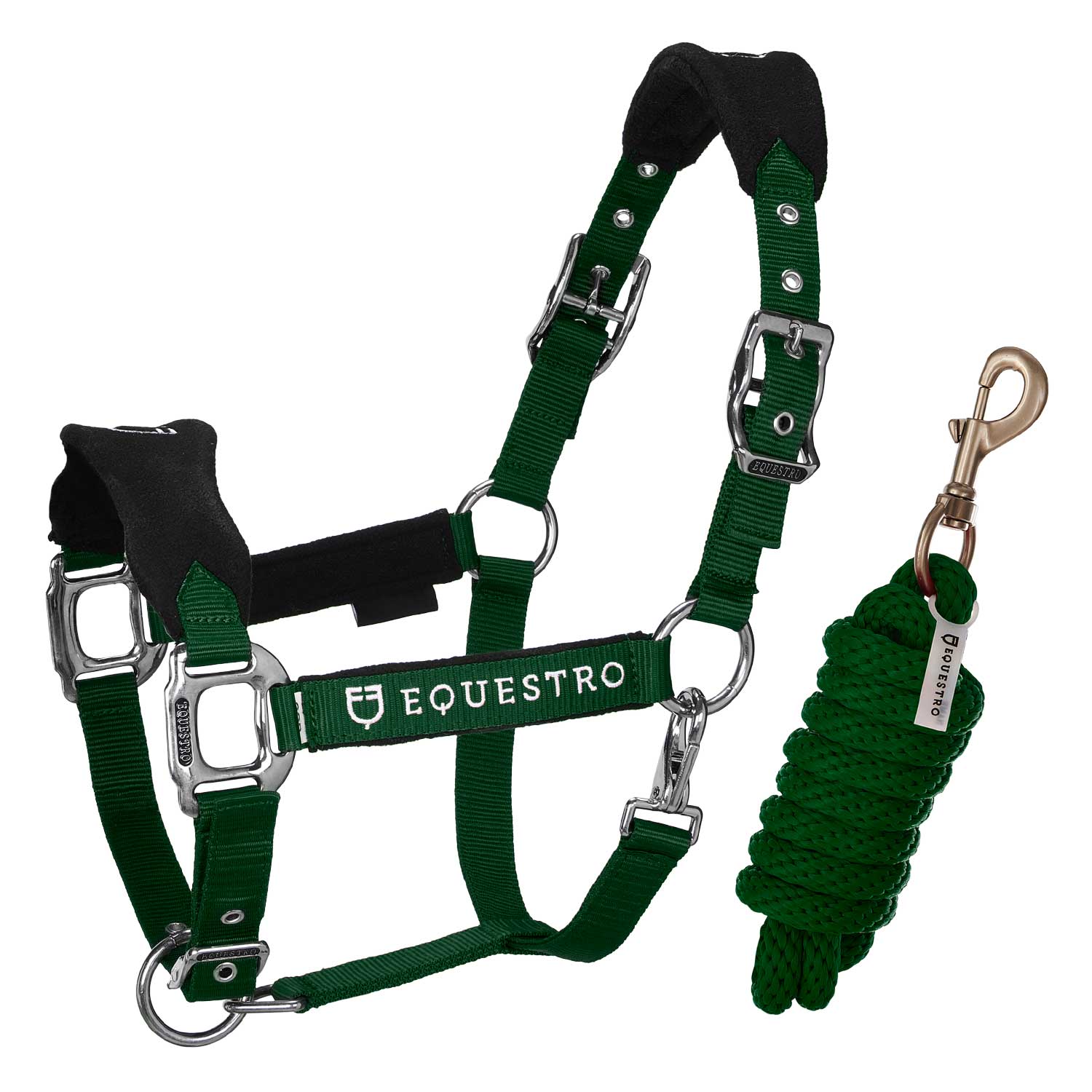 Cabresto para cavalo verde com corda de guia verde EQUESTRO