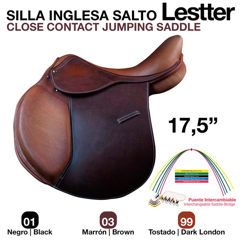 Sela de salto inglesa Lesstter castanha com ponte intercambiável 17,5